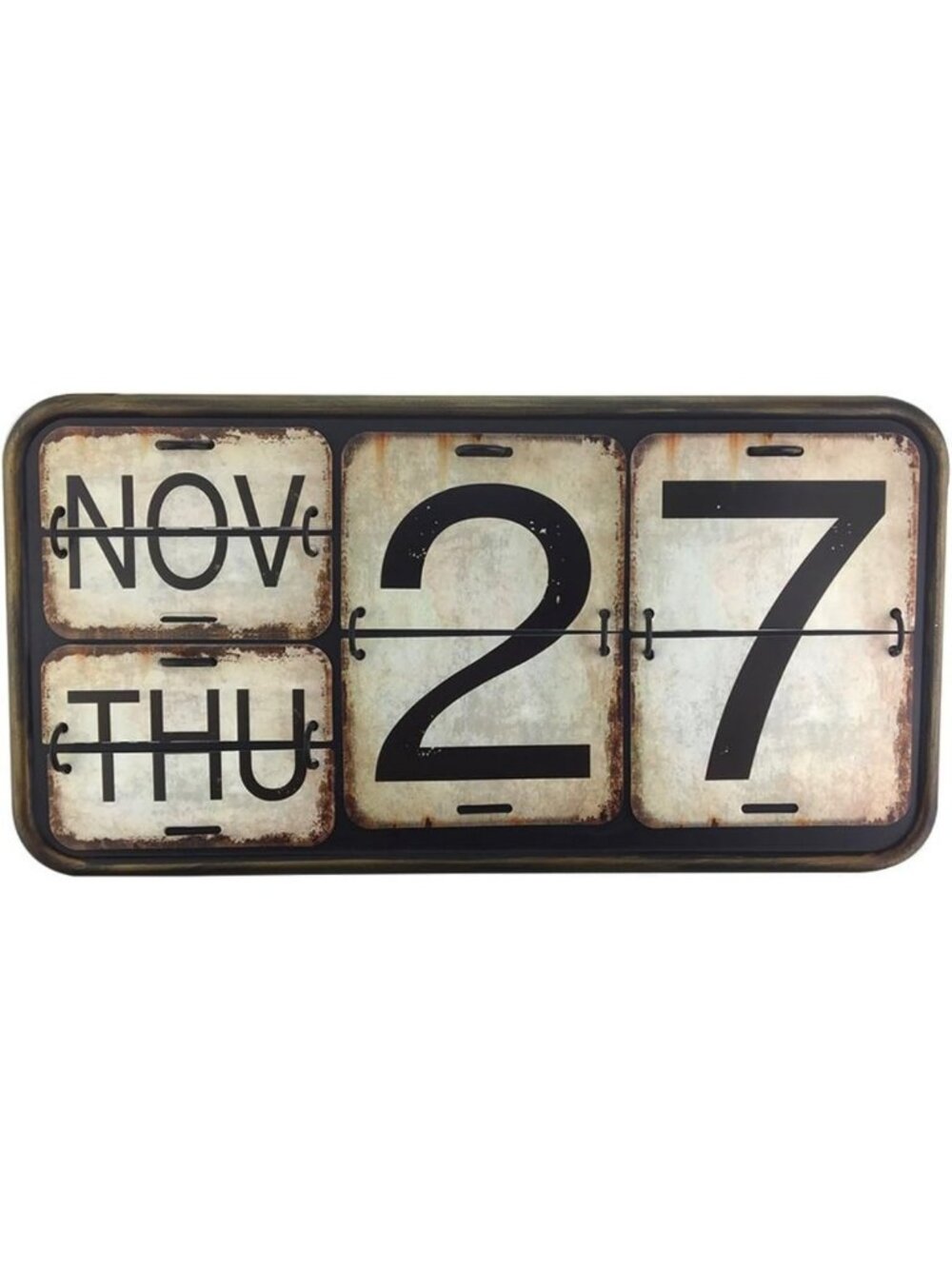 Shabby Chic Metal Wall Calendar - Perpetual Flip Design for Office & Home Decor